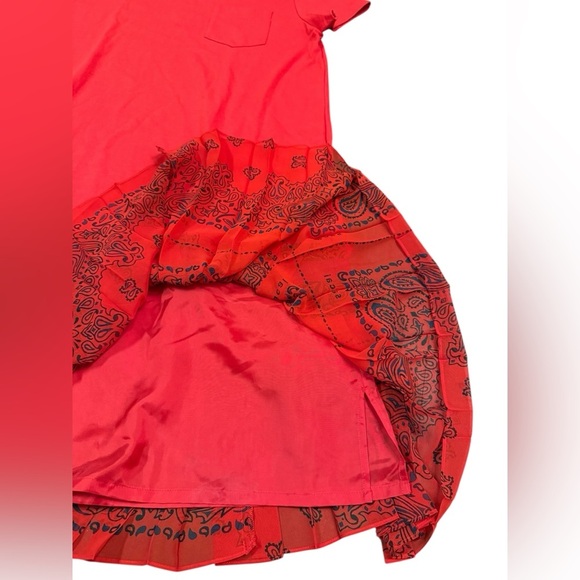 Sacai Bandana Print T-shirt Dress in Red Size 3/ US Large-10 - Picture 7 of 14